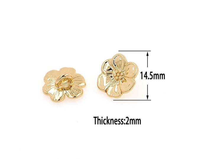 18K Gold Filled Flower Beads,Gold Flower Beads,DIY Bracelet Necklace Earrings Jewelry Making
