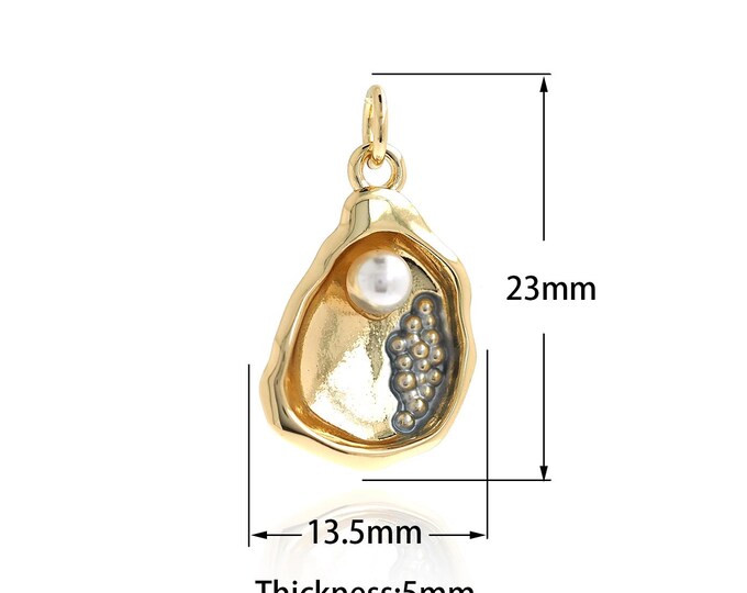 18K Gold Filled Shell Pendant,Gold Dainty Shell Charms,Pearl Simple Pendant Bracelet Necklace for DIY Jewelry Making Supply,