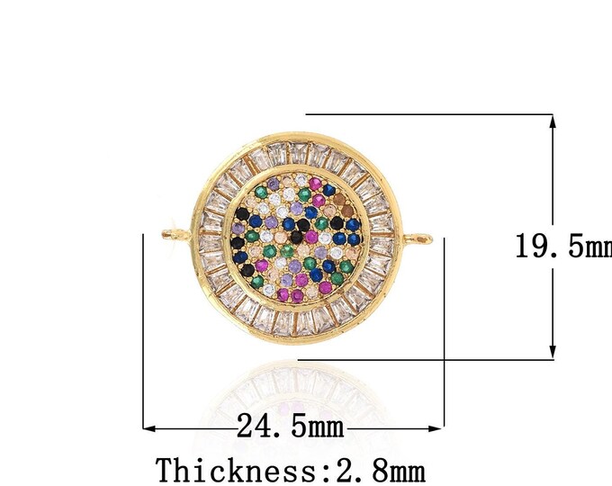 18K Gold Filled Round Connector,Gold Dainty CZ Round Connector,Simple Connector Bracelet Necklace for DIY Jewelry Making Supply