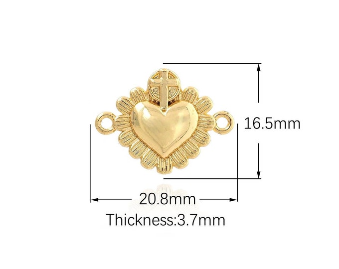 18K Gold Filled Heart Connector,Gold Dainty CZ Heart Connector,Simple Connector Bracelet Necklace for DIY Jewelry Making Supply