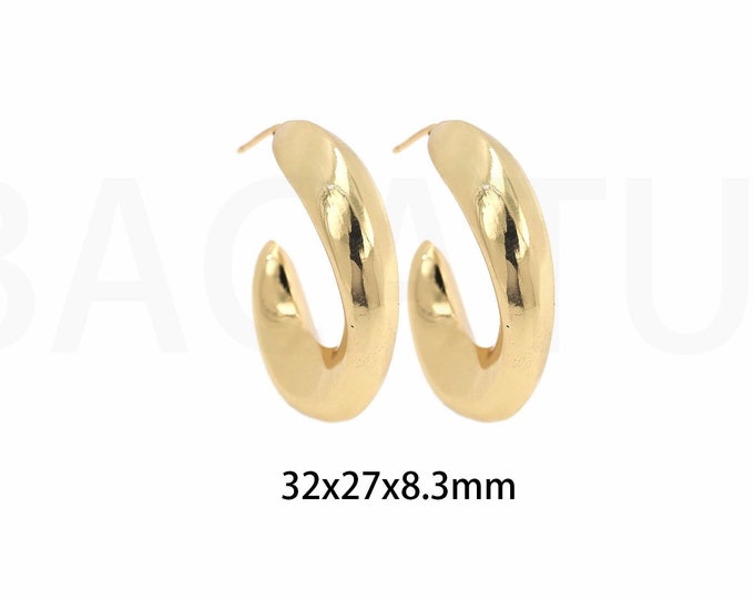1 Pair,18K Gold Filled Dainty Earrings, Moon Earrings, Crescent Earrings, Gift for Her, Moon Charm,MicroPave Zircon Earrings,32x27x8.3mm