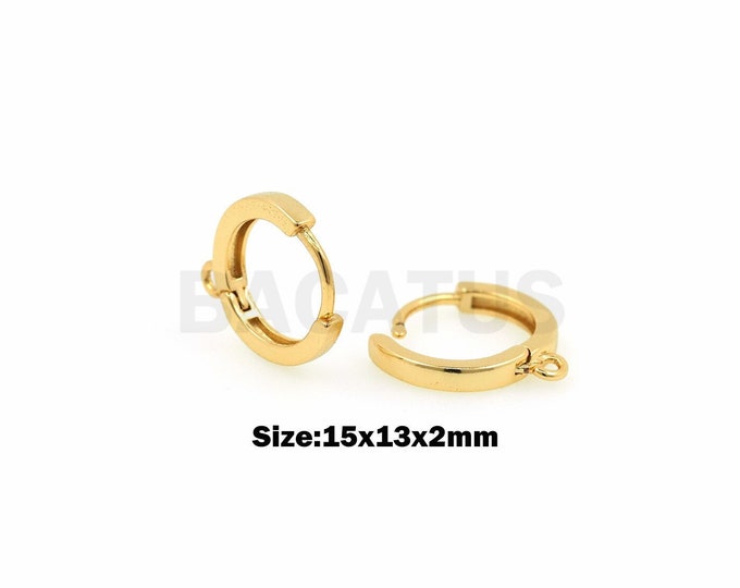 1 Pair,18K Gold Filled Thick Earring Accessories,Dangle Earrings, Round Earrings, Gold Earrings, A Gift For Her, Pierced Earrings,15x13x2mm
