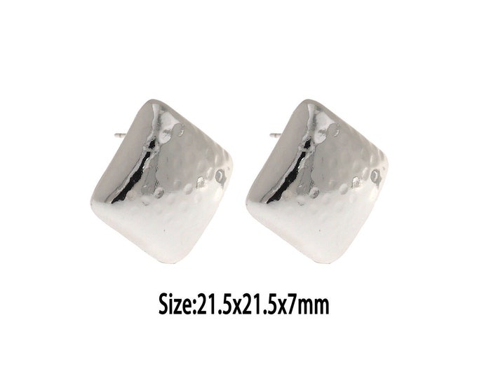 1 Pair, Silver Filled Square Stud Earrings, Fashionable Stud Earrings, Rhombic Stud Earrings, Gift for Her