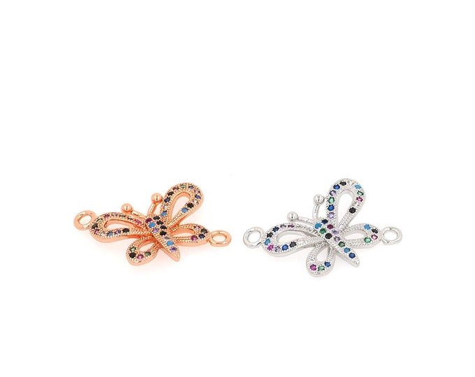 18K Gold Filled Butterfly Connector,Gold Dainty CZ Butterfly Connector,Butterfly Connector Bracelet Necklace for DIY Jewelry Making Supply