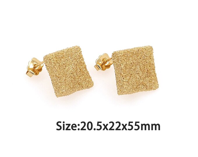 1 pair 18K Gold Filled Square Stud Earrings,Gold Dainty Square Stud Earring,Simple Stud Earrings,Gift for Her