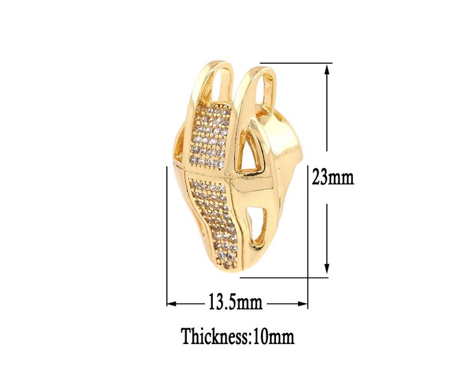 18K Gold Filled Helmet Pendant, Gold Helmet Charms, CZ Helmet Charm Bracelet Necklace, Suitable for DIY Jewelry Making Supply