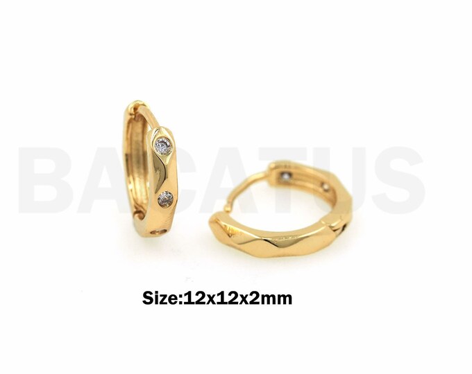 18K Gold Filled Fashion Earrings,Pierced Earrings, Gift For Her, Round Earrings, Micro Pave CZ Party Earrings,DIY Jewelry Supplies,12x12x2mm