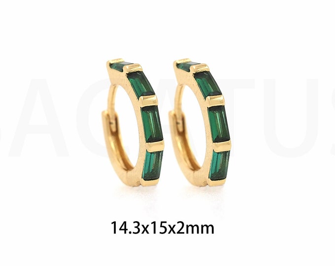 18K Gold Filled Round Earrings, Pierced Earrings, Micropavé CZ Modern Earrings, Thick Earrings, Gift For Her, 14.3x15x2mm