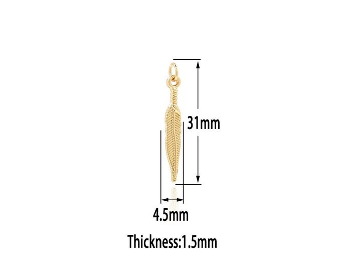 18K Gold Filled Leaf Pendant,Gold  Dainty Charms, Minimalist  Charm Bracelet Necklace for DIY Jewelry Making Supply