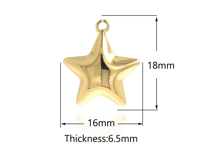 18K Gold Filled Star Pendant,Gold Dainty Star Charms,Star Charm Bracelet Necklace for DIY Jewelry Making Supply