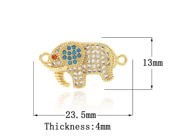 18K Gold Filled Elephant Connector,Gold Elephant Connector,Elephant Connector DIY Jewelry Making Supply,13x23.5x4mm