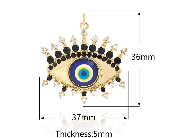 Eye Pendant, 18K Gold Filled Enamel Eye Pendant,Eye Charm, MicroPave CZ Magic Eye Necklace, Greek Eye Jewelry,