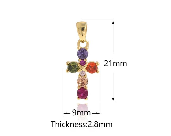 Micro Cubic Zirconia  Cross Pendant Christian Jewelry Religious Belief 18K Gold Filled Cross Charm