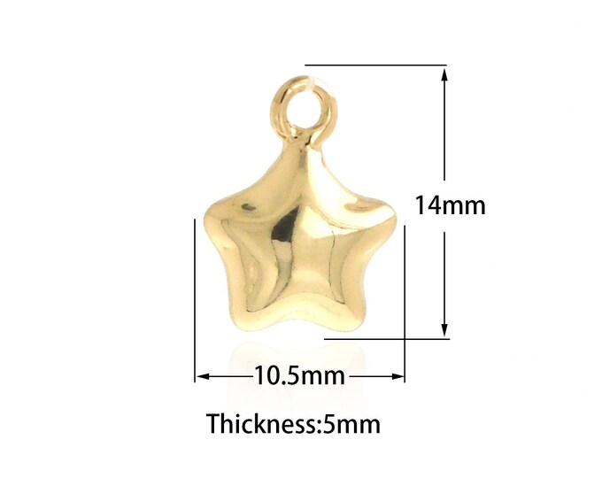 10 pcs 18K Gold Filled Star Pendant,Star Necklace,Dainty Star Charm,Pentagram Jewelry,DIY Jewelry Making Supplies 14x10.5x5mm
