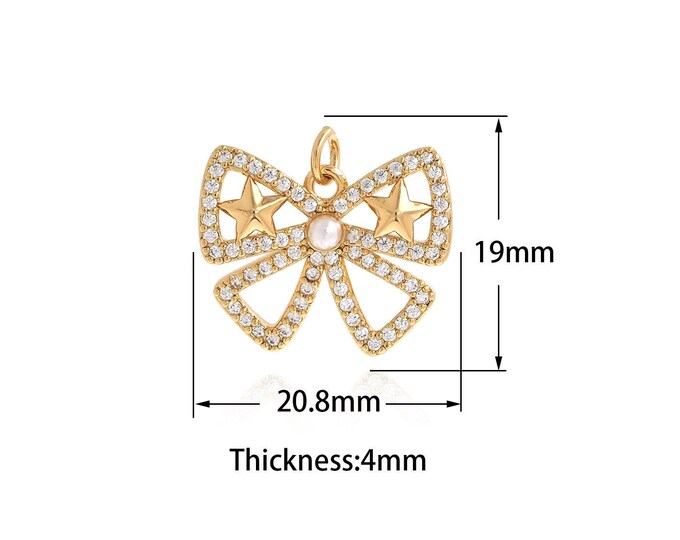 Bow Tie Charms,18K Gold Filled Bow Pendant,Bow Charm, Bow Necklace for DIY Jewelry Making Supplies