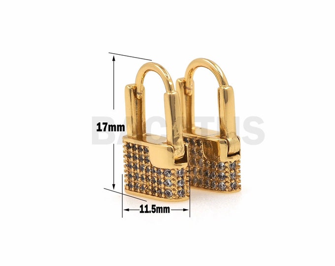 18K Gold Filled Lock Charm, Micro-pavé CZ Lock Necklace, Lock Charm, Gold Lock Jewelry, Fashion Lock Charm 11.5x17x4mm