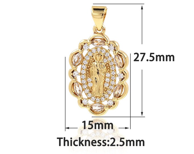 18K Gold Filled Buddhist Pendant,Gold Dainty CZ Religion Charms,Simple Charm Bracelet Necklace for DIY Jewelry Making Supply
