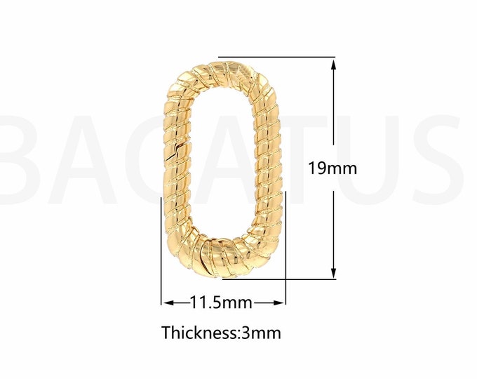 1pcs Gold Oval Buckle, 18K Gold Filled Oval Carabiner, Screw Lock, Carabiner,Micropavé CZ Necklace Clasp, Bracelet Clasp