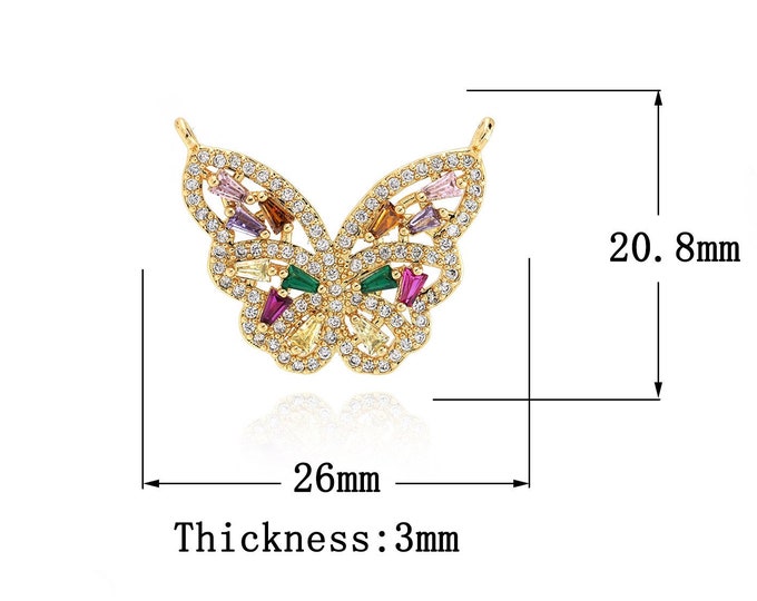 18K Gold Filled Butterfly Pendant,Gold Dainty CZ Butterfly Charms,Butterfly Charm Bracelet Necklace for DIY Jewelry Making Supply