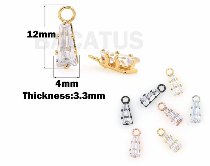 Classic Cut Crystal Pendant, Bar Crystal Necklace, Micro-pavé CZ Crystal Necklace, 18K Filled Gold Crystal Pendant, 12x4x3.3mm