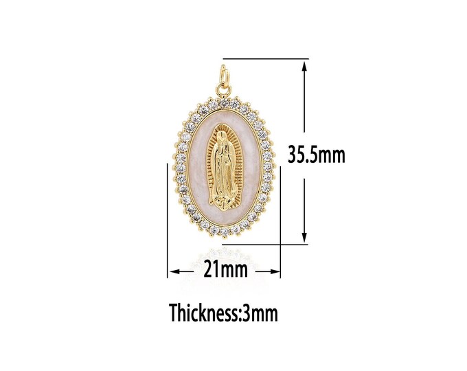 18K Gold Filled Virgin Mary Pendant,Gold Catholic Charms, Religion Charm Bracelet Necklace for DIY Jewelry Making Supply
