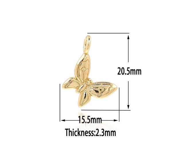 18K Gold Filled Butterfly Pendant,Gold  Dainty Charms, Minimalist  Charm Bracelet Necklace for DIY Jewelry Making Supply