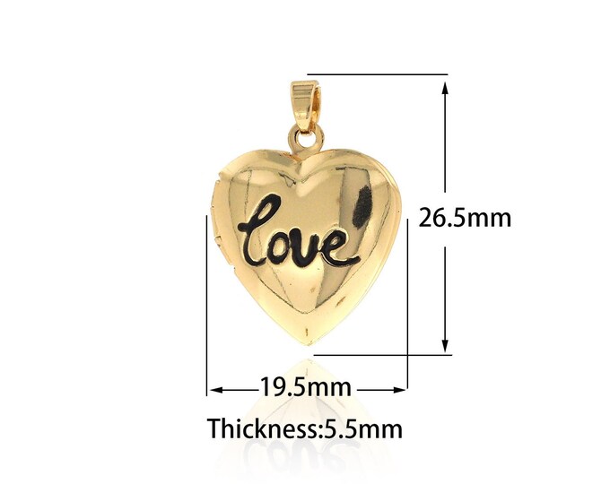 18K Gold Filled Photo Frame Pendant,Enamel Dainty Heart Charms,Simple pendant DIY Jewelry Making Supply,26.5x19.5x5.5mm