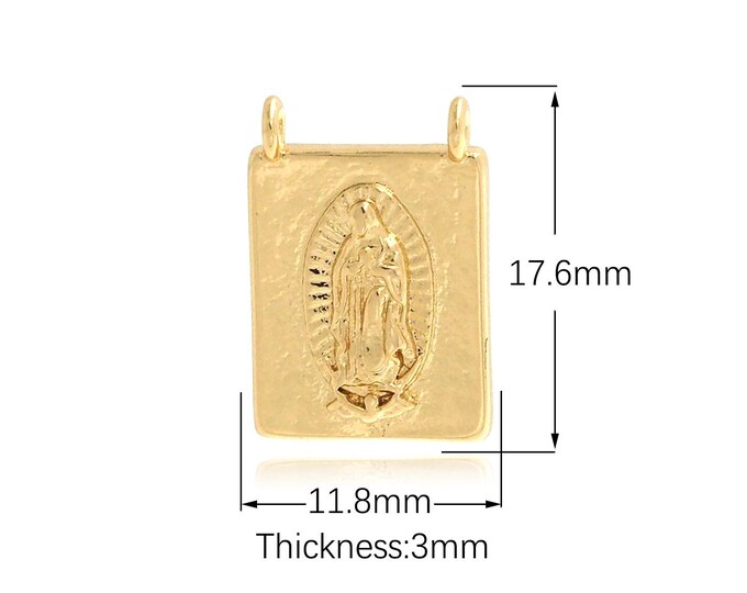18K Gold Filled Virgin Mary Necklace, Baptism GoldenReligious Necklace,Religious Jewelry,Virgin Mary Medal,Protection Necklace 17.6x11.8x3mm
