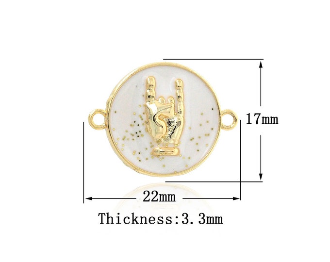18K Filled Gold Hand Connector, MicroPave CZ Gesture Connector, Suitable For Jewelry Making Accessories 17x22x3.2mm