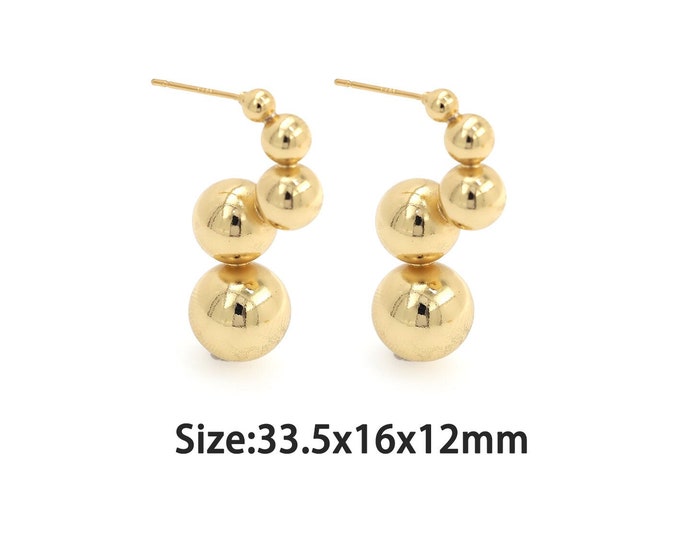 1 pair 18K Gold Filled Ball Stud Earrings,Gold Dainty Ball Stud Earring,Simple Stud  Earrings,Gift for Her