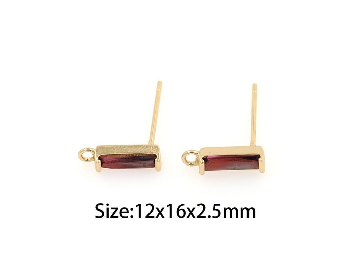 1pair 18K Gold Filling Square Stud Earrings,Gold Square Stud Earring,Simple Stud Earrings Accessories,Gift for Her,12x16x2.5mm