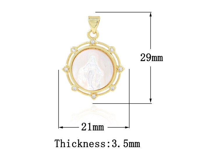 18K Gold Filled Fritillary Virgin Mary Pendant,Gold Dainty Religion Charms,Catholic Charm Bracelet Necklace for DIY Jewelry Making Supply