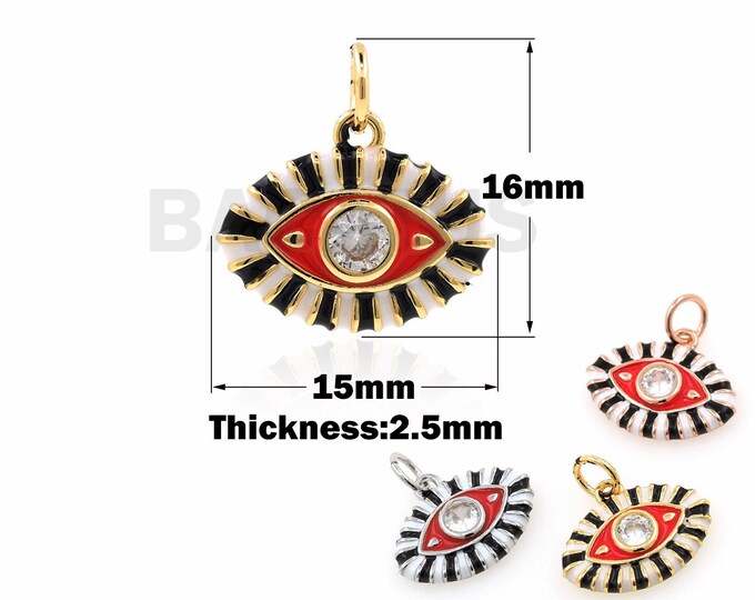 Micropavé CZ Magic Eye Necklace, 18K Gold Filled Enamel Eye Pendant,Eye Pendant, Eye Pendant, Eye of God Necklace, 16x15x2.5 mm