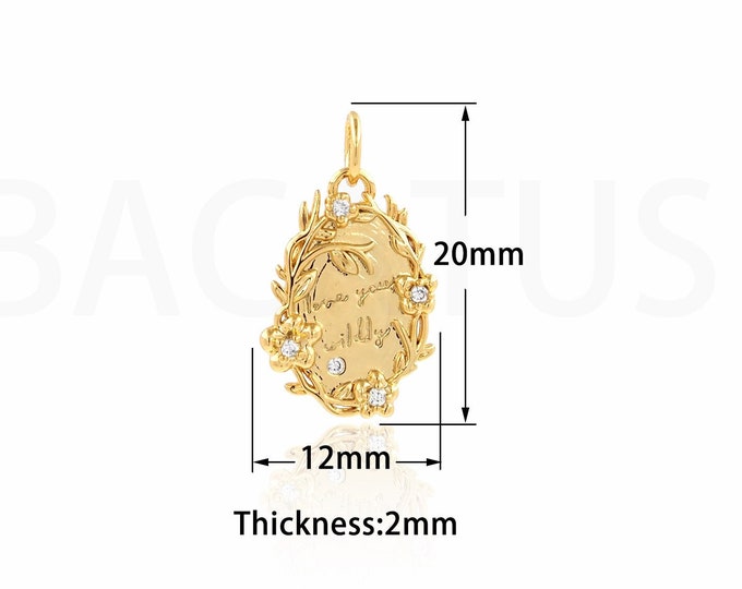 1PCS Dainty Necklaces, Oval Pendant Jewelry Is Suitable For Bracelets,Jewelry Making Supplies, 18K Gold Filling, Oval Charm 20x12x2mm