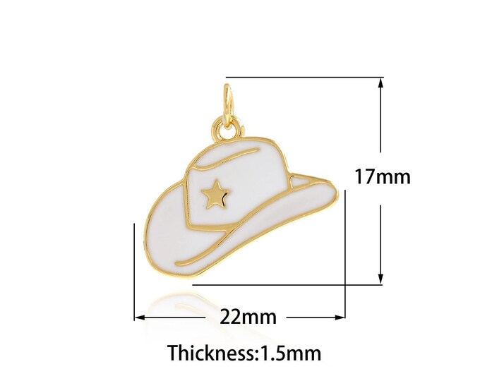 18K Gold Filled Hat Pendant, Gold Fashion Hat Charms,Hat Charm Bracelet Necklace, Suitable for DIY Jewelry Making Supply