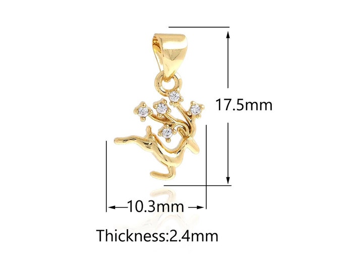 18K Gold Filled Deer Pendant,Gold Dainty CZ Deer Charms,Deer Charm Bracelet Necklace for DIY Jewelry Making Supply