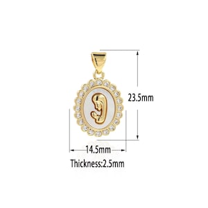 18K Gold Filled Mother Pendant,Gold Oval Charms,  CZ Mother-of-Pearl Charm Bracelet Necklace for DIY Jewelry Making Supply