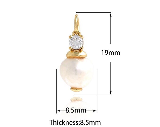 18K Gold Filled Pearl Pendant, Gold Dainty Pearl Charms,Simple pendant Bracelet Necklace for DIY Jewelry Making Supply