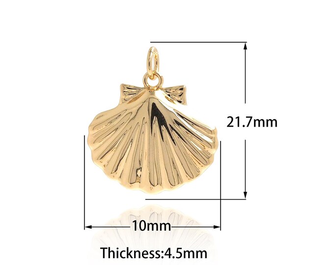 18K Gold Filled Shell Pendant,Gold Dainty Shell Charms,Simple Pendant Bracelet Necklace for DIY Jewelry Making Supply,
