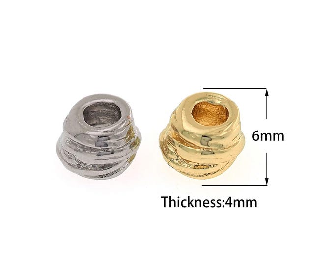 10 pcs 18K Gold Filled Large Hole Beads ,Twist Beads,Round Bead,Twist Spacer Jewelry, DIY Gold Jewelry Making