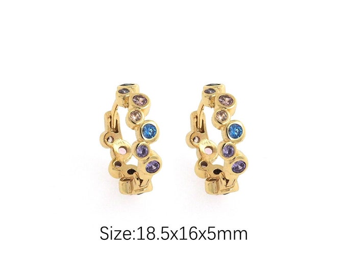 1 Pair 18K Gold Round Stud Earrings, Gold Honeycomb Stud Earrings,Dainty Stud Earrings, Small Stud Earrings, Gifts for Her,18.5x16x5mm