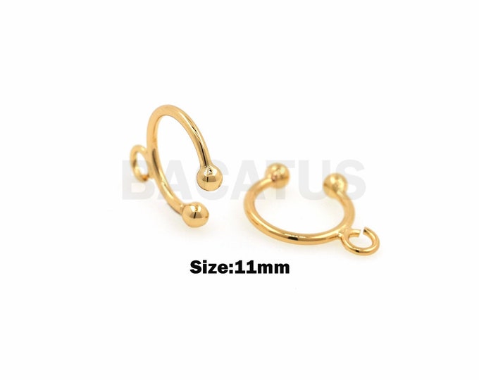 1 Pair,18K Gold Filled Bone Clip Earrings, Thin Earrings, Earring Accessories, Dangle Earrings, Thin Charm, Earmuffs, 11mm