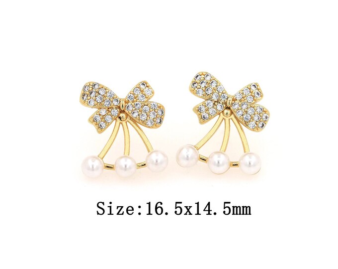 18K Gold Filled CZ Bow Stud Earrings,Gold Bow Stud Earrings,Bow Stud Earrings,Gift for Her