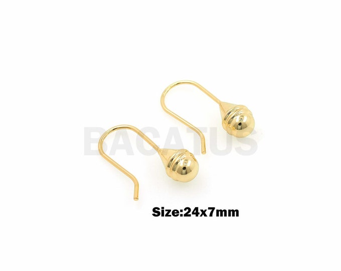 1 Pair, 18K Gold Filled Bone Clip Earrings, Thin Earrings, Earring Accessories, Cartilage Earrings, Dangle Earrings, 24x7mm