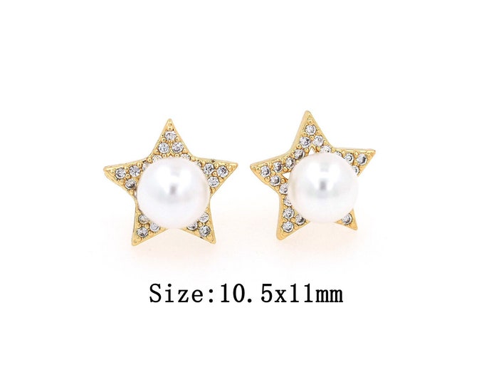 18K Gold Filled CZ Star Stud Earrings,Gold Star Stud Earrings,Star Stud Earrings,Gift for Her