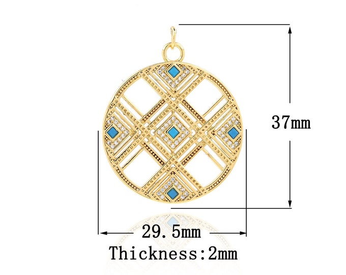 18K Gold Filled Round Pendant,Gold Dainty Round Charms,Round Charm Bracelet Necklace for DIY Jewelry Making Supply