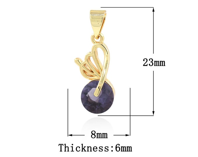 18K Gold Filled CZ Round Pendant,Gold Dainty Round Charms,Round Charm Bracelet Necklace for DIY Jewelry Making Supply