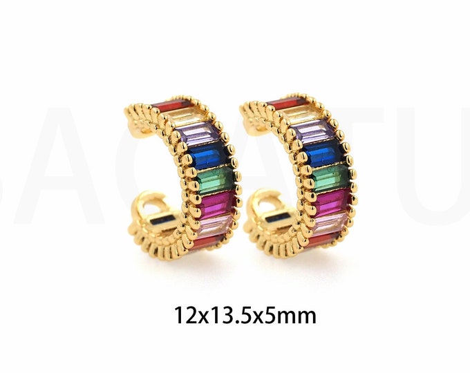 1 Pair,18K Gold Filled Dainty Earrings, Moon Earrings, Crescent Earrings, Gift for Her, Moon Charm,MicroPave Zircon Earrings,12x13.5x5mm