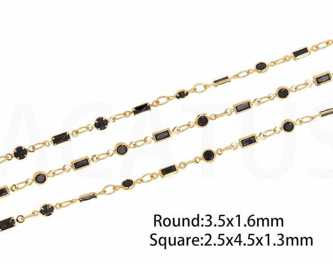 18K Gold Filled Round Chain, Unfinished Necklace, Micropavé CZ Dainty Chain, Gem Chain,Welded Chain,Square Chain,