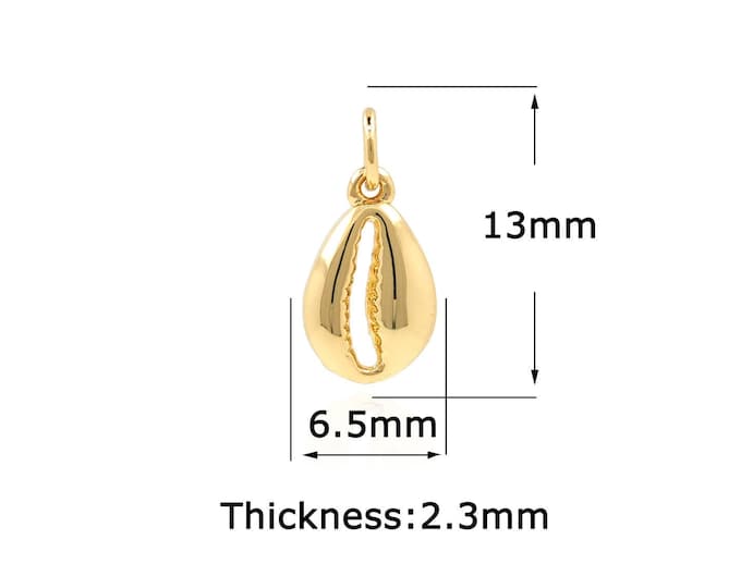 18K Gold Filled Shell Pendant,Gold Shell Charms,Dainty Shell Charm Bracelet Necklace for DIY Jewelry Making Supply
